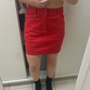 Red Denim Skirt